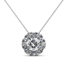 Destiny JewelleryファッションフラワーラウンドペンダントとCrystal 18 18kゴールドメッキ女性ネックレス