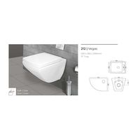 WC mural rond moderne de luxe 530x365x390mm en céramique à double chasse avec siphon en P pour salle de bain, cuisine et usage commercial