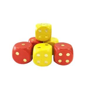 25毫米金点混合2色红色，黄色圆角木制骰子/骰子套装/游戏骰子