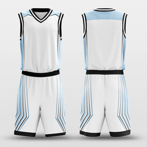 Custom Sublimated Basketball Uniforms White V-Neck Sleeveless Quick Dry Breathable Eco-Friendly Polyester Team <b>Name</b> Unisex Adult - Product Image 4