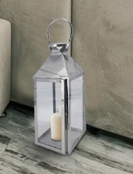 Modern Polished Stainless Steel Candle <b>Lantern</b> Sleek Silver Glass <b>Hurricane</b> Holder for Luxury Home Decor and Event Styling - Product Image 2