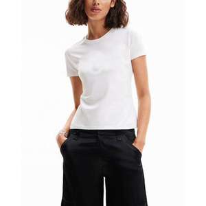 Camiseta Corta para Mujer, Mezcla de Algodón Suave, Informal, Básica de Primavera, Corte Regular, Colores Personalizables, Secado Rápido, Transpirable, Ecológica - Product Image 1