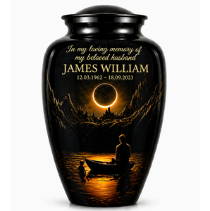 Urna Funeraria Conmemorativa Negra Personalizada con Adhesivo Esmaltado para Cenizas de Adultos - Product Image 2