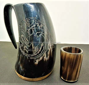 Vente chaude Viking buvant tasse en corne de buffle de haute qualité de corne article tasse en corne buvant Viking pour la maison hôtel - Product Image 2