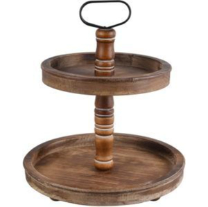 Best selling Wooden Two <b>Tier</b> <b>Cake</b> <b>Stand</b> Handmade Round Display Tray For Dessert Serving - Product Image 4