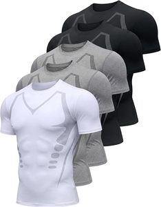 Men's Slim Fit Black Short Sleeve T-Shirt Quick Dry Sporty O-Neck Knitted Cotton Acid Wash with Pattern Stretch 220g - Product Image 2
