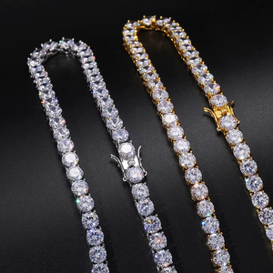 AMBER JEWELS 14K Gold Plated Unisex Brilliant Cut Lab Grown Diamond Tennis Necklace Claw Setting Hip Hop Everyday Wear Luxury - Product Image 4
