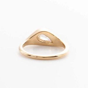 IGI Certified 1.25CT <b>Light</b> Yellow Stone Pear <b>Step</b> Cut 14K Solid Gold Signet Ring Customizable Natural Diamond Ring Elegant Gift - Product Image 6
