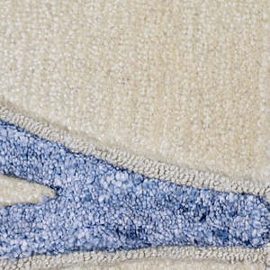 Alfombra DECORDEC Azure Link de Lana Azul Crema, Hecha a Mano, Antideslizante, Ecológica, de Pelo Largo, con Diseño Botánico Abstracto Moderno - Product Image 3