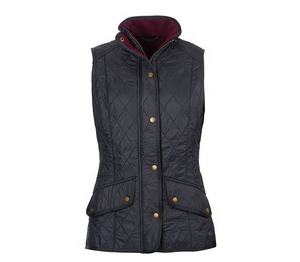 Chaleco acolchado azul marino sin mangas para mujer con cuello alto y botones frontales para el invierno - Product Image 1