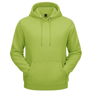 Sudadera con Capucha para Hombre, Color Verde Lima, Corte Regular, Color Sólido, Estilo Casual para Otoño, con Bolsillo, Material de Felpa Tejida 2027 - Product Image 4