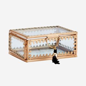 Caja de Joyería Metálica Hexagonal con Paneles de Vidrio y Tapa con Bisagras, Diseño Clásico para Almacenamiento - Product Image 4