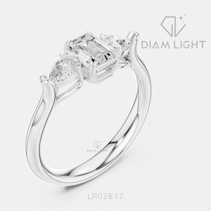 Bague de fiançailles en or blanc 14 carats avec diamant de laboratoire certifié IGI, taille émeraude 0,56 carat, bijoux fins - Product Image 2