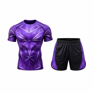 Ensemble de vêtements de sport pour hommes, t-shirt de course à pied, short athlétique, respirant, en maille, séchage rapide, entraînement en salle de sport, vêtements de sport actifs - Product Image 1