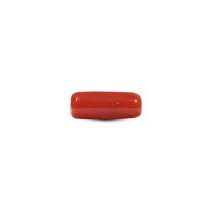 Handcrafted 6.05 Carat Oval Cabochon Synthetic Red Coral Loose Gemstone for Fine Jewelry - Product Image 2