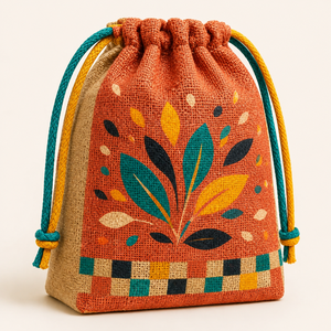 Custom Printed Jute Burlap <b>Drawstring</b> Gift Pouch Bag 25x31x16 cm Wedding Favor Jewelry Cosmetic Packaging Wholesale OEM Supplier - Product Image 1