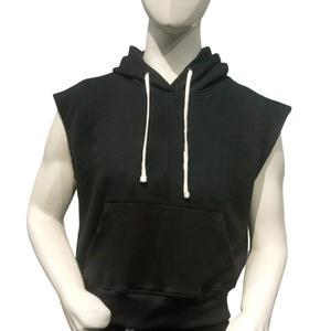 Camiseta sin mangas con capucha para hombre, de alta calidad, transpirable, de algodón, felpa francesa, con bolsillo, para verano, para hacer ejercicio. - Product Image 1