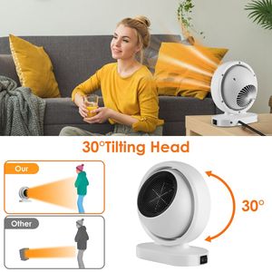 Chauffage électrique portable de bureau 300W, angle d'inclinaison de 30 degrés, chauffage rapide en 3 secondes, protection contre la surchauffe pour usage intérieur - Product Image 5