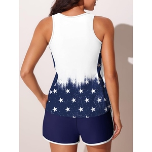 Conjunto de traje de baño Tankini para mujer con pantalones cortos, traje de baño de dos piezas, ropa de playa modesta, traje de baño de secado rápido, estilo bikini de verano - Product Image 2