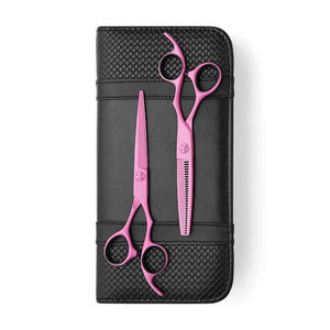 Juego de Tijeras de Peluquería Rosadas, Triple, de Acero Inoxidable Japonés Afilado, Diseño Ergonómico, Perfecto para Uso Profesional en Salón - Product Image 6
