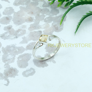 Bague en argent sterling 925 avec citrine jaune taille princesse, faite à la main, pierre précieuse carrée, bague de fiançailles pour femme, bijoux en argent en gros - Product Image 6