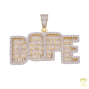 Colgante de lujo con el nombre 'DOPE', diamante moissanita, cadena hip hop, oro rosa, joyería brillante para hombres y mujeres - Product Image 6