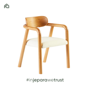 Elegante Silla de Comedor Escandinava Ecológica, Impermeable, Hecha a Mano, de Madera de Teca, con Estructura de Madera Maciza y Asiento Tapizado Suave, para Apartamento - Bob - Product Image 2