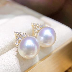 Boucles d'oreilles en perles blanches australiennes de qualité 11-10 mm, nouvelles perles blanches naturelles, très transparentes, lumière froide, comparables - Product Image 3