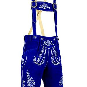Pantalones Bávaros Azules Reales para Hombre, de Cuero Genuino, con Bordado de Tela de Lana, para Festivales, Tallas Europeas del 46 al 60 - Product Image 1
