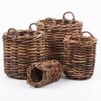 Nouvel ensemble de paniers de rangement multifonctionnels en rotin naturel tressé marron, écologiques, style moderne et minimaliste, vente en gros