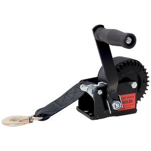 Argano Manuale Portatile da 600 libbre con Cinghia Nera da 6 Metri, Guscio Nero, Rapporto di Trasmissione 3.1:1, Argano Elettrico a Cricchetto Bidirezionale - Product Image 1