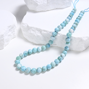 Natural Dominican Larimar <strong>Beads</strong> Strand Round <strong>Blue</strong> Gemstone Loose <strong>Beads</strong> for Jewelry Making Wholesale - Product Image 5
