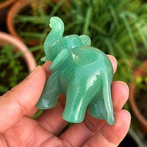 Green Aventurine <b>Elephant</b> Figurine Hand Carved Crystal <b>Elephant</b> Lucky Trunk Up Gemstone <b>Decor</b> 2 Inches - Product Image 5