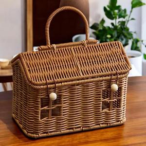 Cesta de Almacenamiento de Mimbre Estilo Rústico, Perfecta para Picnic, Viajes y Decoración, Hecha a Mano en India - Product Image 5