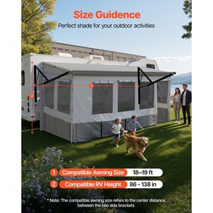 Tenda Parasole Compatibile per Camper 18-19 piedi con Finestre e Porta in Rete Ventilata per Ombreggiare il Tuo Spazio Esterno - Product Image 3