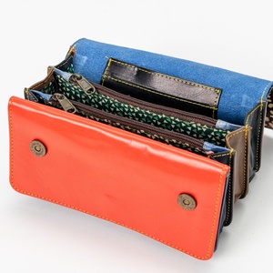 Portefeuille en cuir de vachette véritable de grande capacité, décontracté et élégant, couleur marron, avec fermeture éclair, imperméable, porte-cartes, design patchwork - Product Image 6
