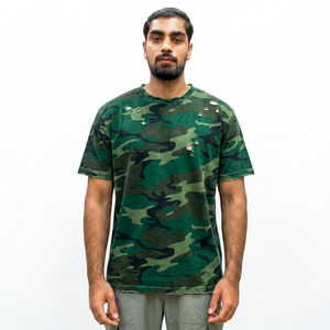 T-shirt en coton à imprimé camouflage pour homme, col rond, manches courtes, coupe classique, jersey décontracté, respirant, streetwear - Product Image 2