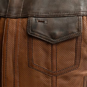 Chaleco de Cuero Marrón Original Bicolor Más Vendido en 2026, Transpirable, Impermeable, Sin Mangas, Hecho a Medida, Alta Calidad, MOQ Bajo - Product Image 3
