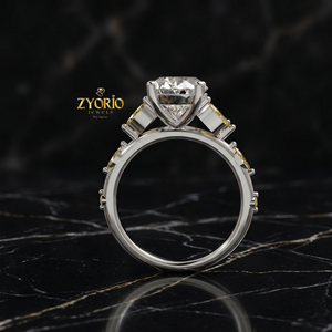 Anillo de Compromiso Solitario de Oro de 14K con Corte Ovalado, Anillo Floral con Diamante Amarillo, Elegante Regalo de Novia para Ella - Product Image 2