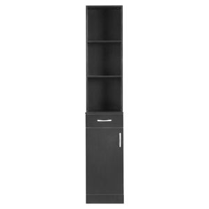 Mobiletto da Bagno a Parete in MDF Nero di Alta Qualità con Una Porta, Un Cassetto e Tre Scomparti, Arredo Bagno - Product Image 1