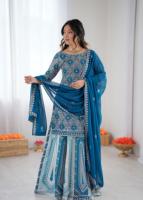 Ensemble Lehenga en Faux Georgette Brodé de Sequins, Qualité Export, Tailles M à 3XL, Modèle Indien Ethnique, Vente en Gros