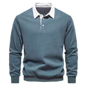 Camiseta Polo de Manga Larga para Hombre, Color Sólido, Ropa Casual, Transpirable, a Precio Accesible - Product Image 5