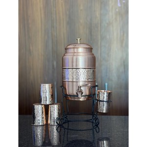 Classic Handcrafted Pure Copper Water Dispenser Vessel with Lid for Kitchen Dining <b>Table</b> and Office Use - Product Image 5