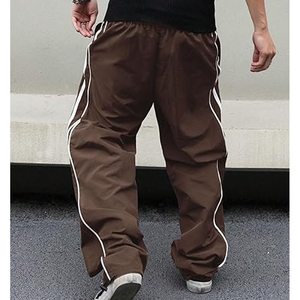 DIGGA CREATIONS Pantalon de survêtement pour homme en polyester/nylon marron, taille élastique avec cordon de serrage, imperméable, respirant, léger, décontracté - Product Image 2