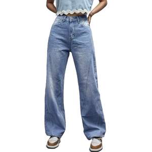Vintage Mid Waist <b>Jeans</b> <b>for</b> <b>Women</b> Wide Leg <b>Baggy</b> Straight Leg Relaxed Fit Long Denim Pants Breathable Flared Style - Product Image 4