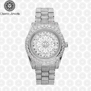Reloj de Lujo Charm_Jewells para Mujer, Acero Inoxidable, Caja Redonda de 30 mm, Movimiento de Cuarzo Analógico, Detalles de Diamantes, Correa de Cuero - Product Image 3
