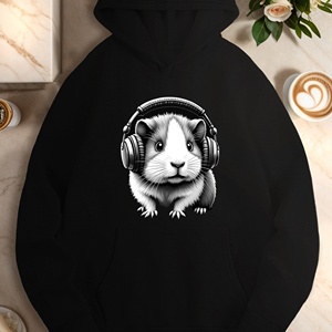 Sudadera Informal para Mujer con Estampado de Orejas de Cobaya, 100% Poliéster, Tejida, para Otoño - Product Image 3