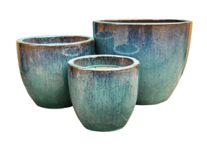 Pots de fleurs en céramique émaillée bleu cobalt, jardinières d'extérieur, jardin, maison, bureau, design moderne minimaliste, trou de drainage, Binh Duong - Product Image 3
