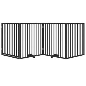 Barrière pliable pour chien à 4 panneaux avec porte, 126,0 pouces, en bois de peuplier noir, barrière et enclos pour animaux de compagnie - Product Image 3