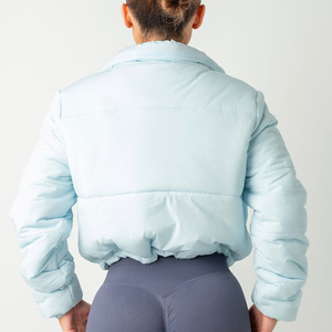 Blouson d'hiver matelassé et imperméable pour femme, coupe courte et décontractée, style bomber, en polyester/nylon, écologique - Product Image 4